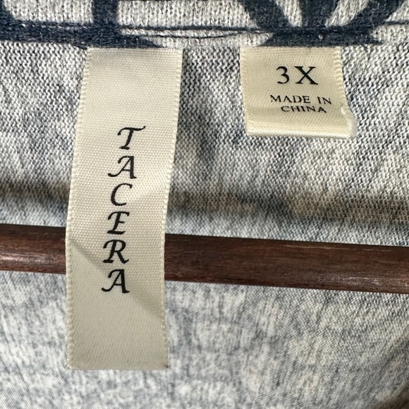 TACERA Dress Blue Gray Floral Mosaic Print Size 3X - Picture 6 of 8